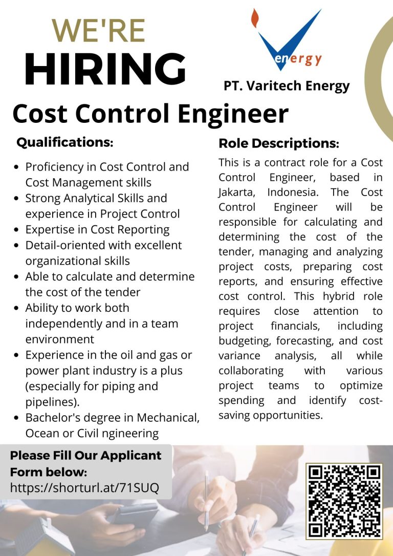 Urgently Needed! Cost Control Engineer